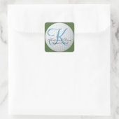 Golfer Monogram Elegant Golf 3d Gastgeschenk Hochz Quadratischer Aufkleber (Tasche)