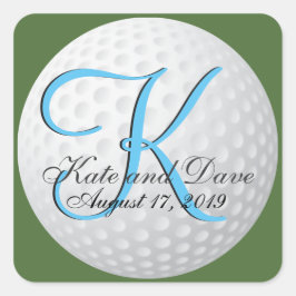 Golfer Monogram Elegant Golf 3d Gastgeschenk Hochz Quadratischer Aufkleber