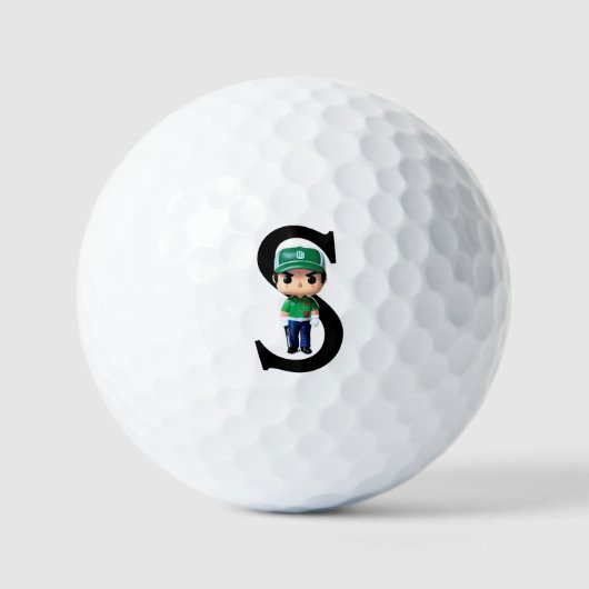 Golfer Monogram Golf Balls Golfball (Vorderseite)