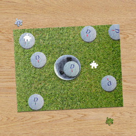 Golfer Monogram Golf Balls Green Jigsaw Puzzle