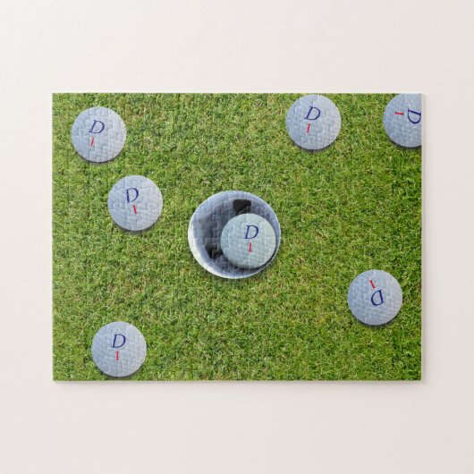Golfer Monogram Golf Balls Green Jigsaw Puzzle (Horizontal)
