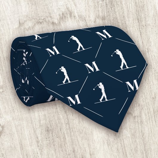 Golfer Monogram Initial Designer Pattern Krawatte