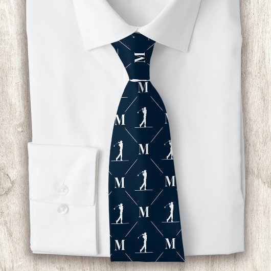 Golfer Monogram Initial Designer Pattern Krawatte