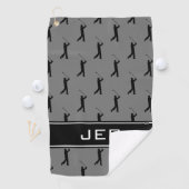 Golfer Monogram Initials Golf Pattern Grau Schwarz Golfhandtuch (Insitu)