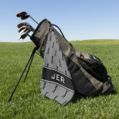 Golfer Monogram Initials Golf Pattern Grau Schwarz Golfhandtuch (Gras)