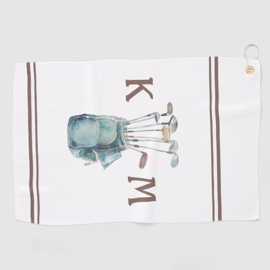 Golfer Monogram modern Lässig Golfhandtuch (Horizontal)