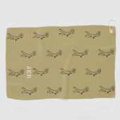 Golfer Monogram Sports Pro Equipment Gold Black Golfhandtuch (Horizontal)