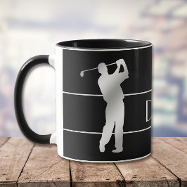 Golfer Monogramm der Silber-Silhouette Tasse
