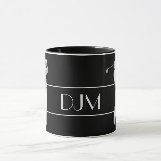 Golfer Monogramm der Silber-Silhouette Tasse (Zentrum)
