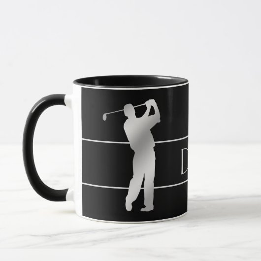 Golfer Monogramm der Silber-Silhouette Tasse (Links)