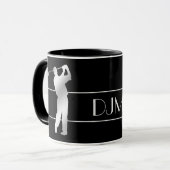 Golfer Monogramm der Silber-Silhouette Tasse (Vorderseite Links)