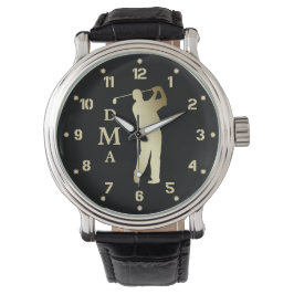 Golfer-Monogramm-Silhouette Armbanduhr