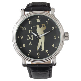 Golfer-Monogramm-Silhouette Armbanduhr