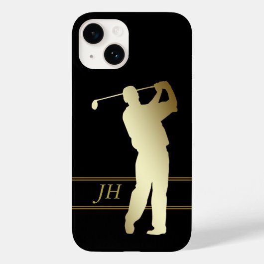 Golfer-Monogramm-Silhouette Case-Mate iPhone Hülle (Rückseite)