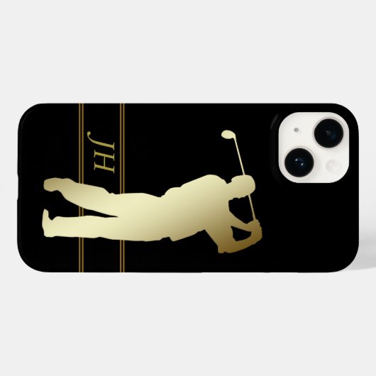 Golfer-Monogramm-Silhouette Case-Mate iPhone Hülle (Rückseite (Horizontal))