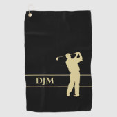 Golfer-Monogramm-Silhouette Golfhandtuch (Vorderseite)