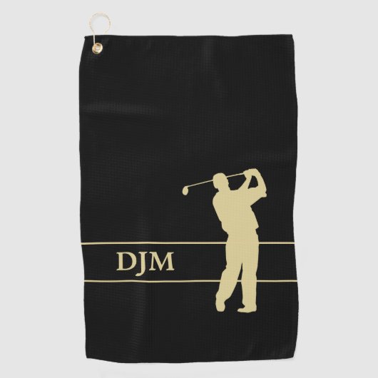 Golfer-Monogramm-Silhouette Golfhandtuch (Vorderseite)