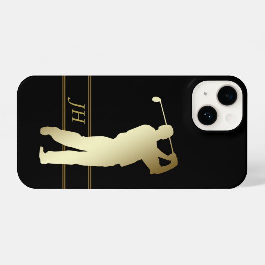 Golfer-Monogramm-Silhouette iPhone Hülle (Rückseite (Horizontal))