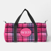 Golfer Monogrammierte "Hot Pink" Karierte Duffelta Duffle Bag (Vorderseite)