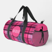 Golfer Monogrammierte "Hot Pink" Karierte Duffelta Duffle Bag (Rechte Ecke)