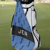 Golfer Muster Maßgeschneiderte Mit Monogramm Blue Golfhandtuch