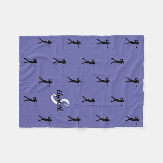 Golfer Muster Mit Monogramm Periwinkle Blau für si Fleecedecke (Vorderseite (Horizontal))