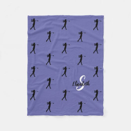 Golfer Muster Mit Monogramm Periwinkle Blau für si Fleecedecke (Vorderseite)