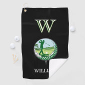 GOLFER NAME CUSTOM MONOGRAM GOLF TOWEL GOLFHANDTUCH (Insitu)