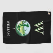 GOLFER NAME CUSTOM MONOGRAM GOLF TOWEL GOLFHANDTUCH (Horizontal)