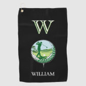 GOLFER NAME CUSTOM MONOGRAM GOLF TOWEL GOLFHANDTUCH (Vorderseite)