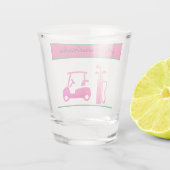 Golfer Name der Rosa Golf Cart Clubs der Frau Schnapsglas (Rückseite)