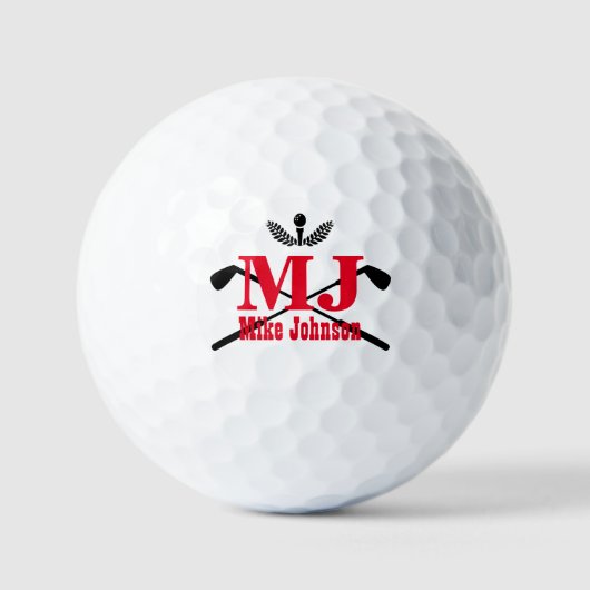 Golfer Name Initial Monogram Personalisiert Golfball (Vorderseite)