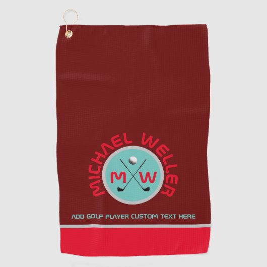 golfer Name Logo bordeauxrot Golfhandtuch (Vorderseite)