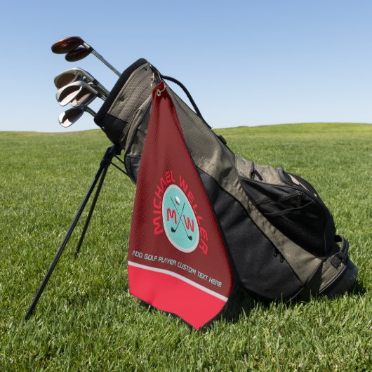 golfer Name Logo bordeauxrot Golfhandtuch (Gras)