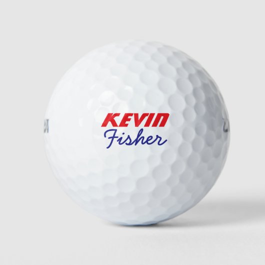Golfer Name rot blau Golfball (Vorderseite)