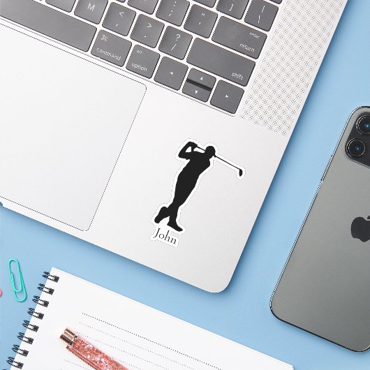 Golfer Name Sticker (Laptop mit iPhone)