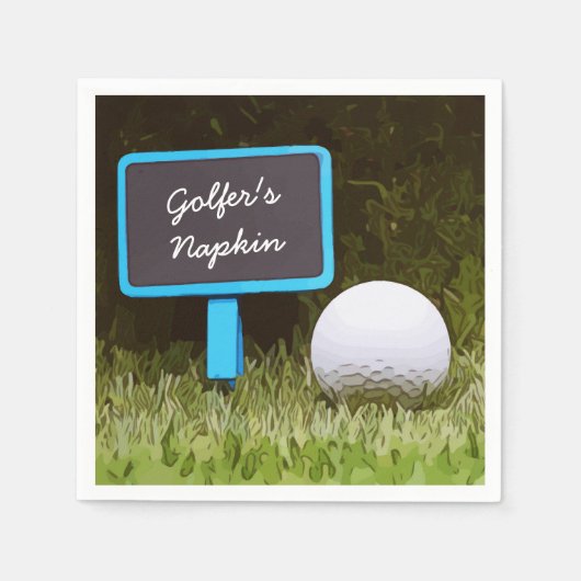 Golfer Napkin mit Golfball auf grünem Gras Serviette (Vorderseite)