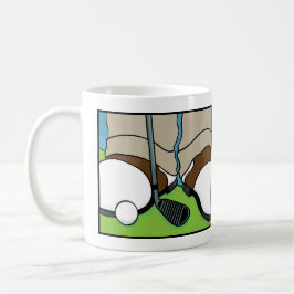 Golfer on Green auf klassisch-weißer Kaffeemaschin Kaffeetasse