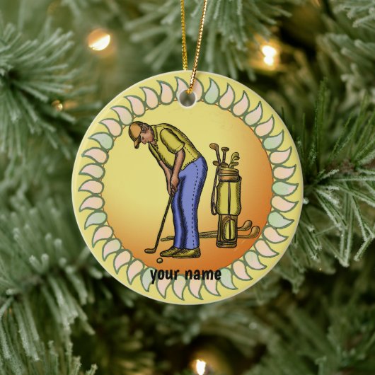 Golfer Opa Keramik Ornament (Baum)