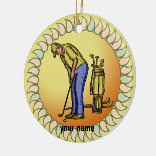Golfer Opa Keramik Ornament (Links)