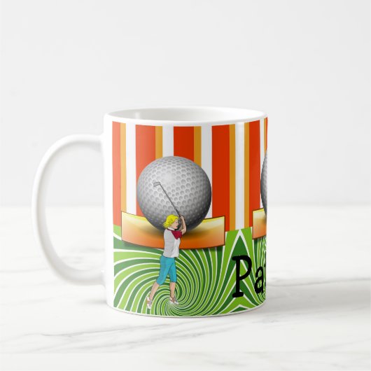 Golfer Orange Stripe Golf Balls Tasse (Links)