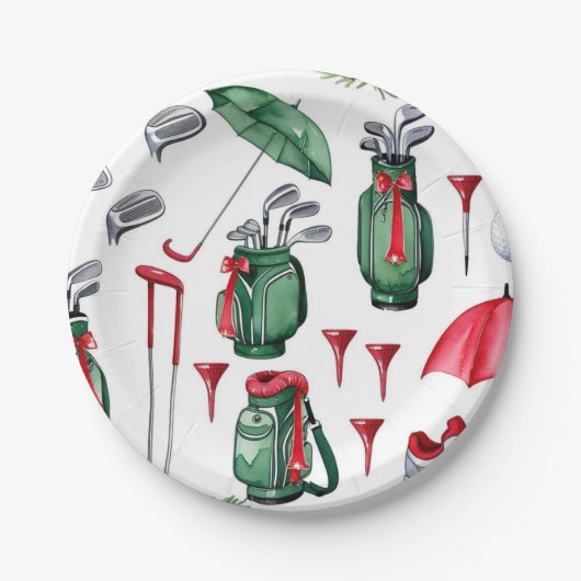 Golfer-Party Weihnachtsdekoration Pappteller (Vorderseite)