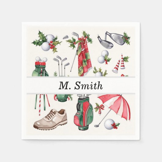 Golfer-Party Weihnachtsdekoration Serviette (Vorderseite)