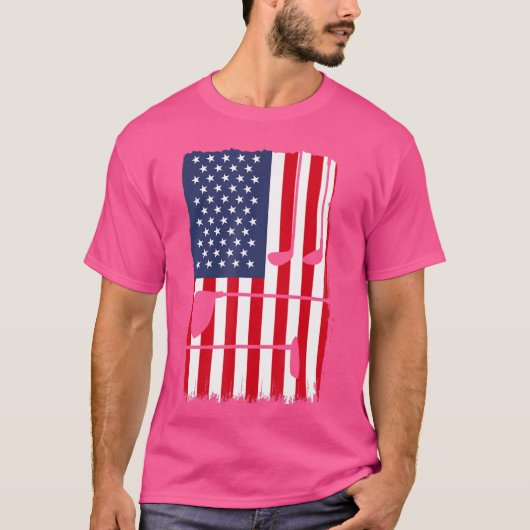 Golfer Patriotic American Flag Golfing USA Amerika T-Shirt (Vorderseite)