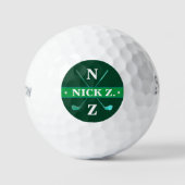 Golfer Personalisiert 2 Initialen Grass Green Golfball (Vorderseite)