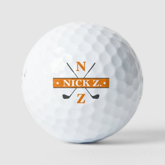 Golfer Personalisiert 2-Initialen Orange Markenbez Golfball (Vorderseite)