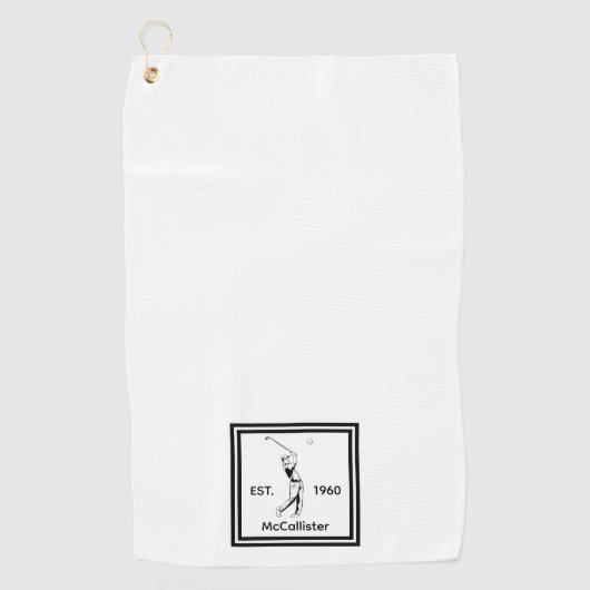 Golfer Personalisiert und Jahr Golfhandtuch (Vorderseite)