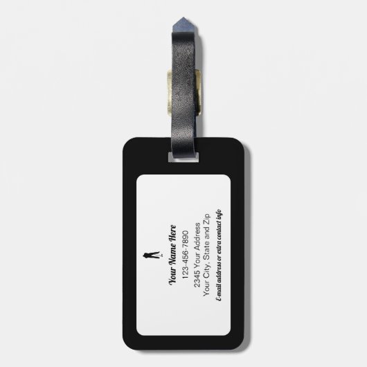 Golfer Personalized Name Modern Black & White Gepäckanhänger (Rückseite vertikal)