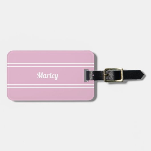 Golfer Personalized Name Modern Pink & White Gepäckanhänger (Vorderseite horizontal)