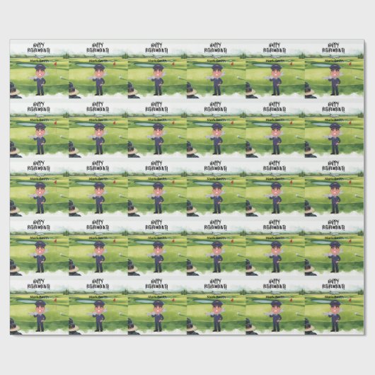 Golfer Pilot Ruhestand  Geschenkpapier (Flach)